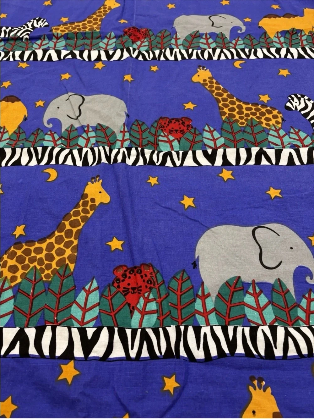 Vintage Pier 1 Blue Safari Animal Shower Curtain